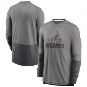 Wholesale Cheap Cleveland Browns Nike Sideline Player Performance Long Sleeve T-Shirt Heathered Gray Charcoal