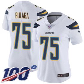 Wholesale Cheap Nike Chargers #75 Bryan Bulaga White Women\'s Stitched NFL 100th Season Vapor Untouchable Limited Jersey