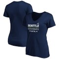 Wholesale Cheap Seattle Seahawks Women's 2019 NFL Playoffs Bound Hometown Checkdown V-Neck T-Shirt College Navy