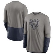 Wholesale Cheap Chicago Bears Nike Sideline Player Performance Long Sleeve T-Shirt Heathered Gray Navy
