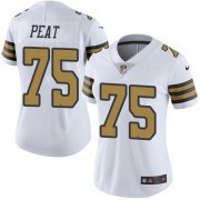 Wholesale Cheap Nike Saints #75 Andrus Peat White Women's Stitched NFL Limited Rush Jersey