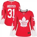 Wholesale Cheap Adidas Maple Leafs #31 Frederik Andersen Red Team Canada Authentic Women's Stitched NHL Jersey