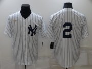 Wholesale Cheap Men's New York Yankees #2 Derek Jeter No Name White Throwback Stitched MLB Cool Base Nike Jersey