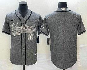 Cheap Men\'s New York Yankees Blank Grey Gridiron Cool Base Stitched Baseball Jerseys