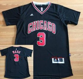 Wholesale Cheap Men\'s Chicago Bulls #3 Dwyane Wade New Black Short-Sleeved Stitched NBA Adidas Swingman Jersey