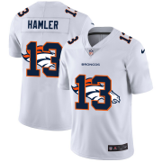 Wholesale Cheap Denver Broncos #13 KJ Hamler White Men's Nike Team Logo Dual Overlap Limited NFL Jersey