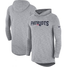 Wholesale Cheap Men\'s New England Patriots Nike Heathered Gray Sideline Slub Performance Hooded Long Sleeve T-Shirt