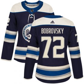 Wholesale Cheap Adidas Blue Jackets #72 Sergei Bobrovsky Navy Alternate Authentic Women\'s Stitched NHL Jersey