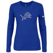 Wholesale Cheap Women's Nike Detroit Lions Of The City Long Sleeve Tri-Blend NFL T-Shirt Blue