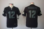 Wholesale Cheap Nike Packers #12 Aaron Rodgers Black Impact Youth Stitched NFL Limited Jersey