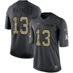 Wholesale Cheap Nike Rams #13 Kurt Warner Black Men\'s Stitched NFL Limited 2016 Salute to Service Jersey