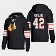 Wholesale Cheap Chicago Blackhawks #42 Gustav Forsling Black adidas Lace-Up Pullover Hoodie