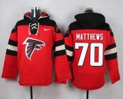Wholesale Cheap Nike Falcons #70 Jake Matthews Red Player Pullover NFL Hoodie