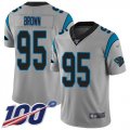 Wholesale Cheap Nike Panthers #95 Derrick Brown Silver Youth Stitched NFL Limited Inverted Legend 100th Season Jersey
