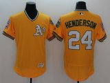 Wholesale Cheap Athletics #24 Rickey Henderson Yellow Flexbase Authentic Collection Cooperstown Stitched MLB Jersey