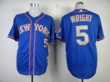 Wholesale Cheap Mets #5 David Wright Blue(Grey NO.) Alternate Road Cool Base Stitched MLB Jersey