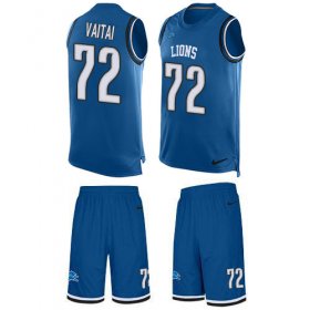 Wholesale Cheap Nike Lions #72 Halapoulivaati Vaitai Blue Team Color Men\'s Stitched NFL Limited Tank Top Suit Jersey