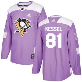 Wholesale Cheap Adidas Penguins #81 Phil Kessel Purple Authentic Fights Cancer Stitched Youth NHL Jersey