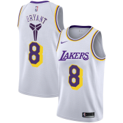Wholesale Cheap Men's Los Angeles Lakers #8 Kobe Bryant White Nike Swingman Black Mamba Logo Swingman Jeresy