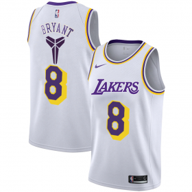 Wholesale Cheap Men\'s Los Angeles Lakers #8 Kobe Bryant White Nike Swingman Black Mamba Logo Swingman Jeresy