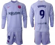 Wholesale Cheap Men 2021-2022 Club Barcelona Second away purple Long Sleeve 9 Soccer Jerseys