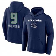 Cheap Men's Seattle Seahawks #9 Kenneth Walker III Navy Team Wordmark Player Name & Number Pullover Hoodie