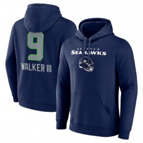 Cheap Men\'s Seattle Seahawks #9 Kenneth Walker III Navy Team Wordmark Player Name & Number Pullover Hoodie