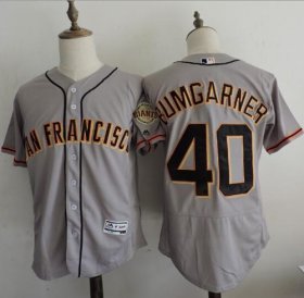 Wholesale Cheap Giants #40 Madison Bumgarner Grey Flexbase Authentic Collection Road Stitched MLB Jersey
