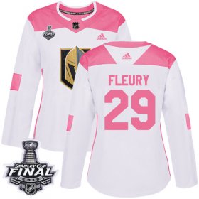 Wholesale Cheap Adidas Golden Knights #29 Marc-Andre Fleury White/Pink Authentic Fashion 2018 Stanley Cup Final Women\'s Stitched NHL Jersey