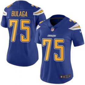 Wholesale Cheap Nike Chargers #75 Bryan Bulaga Electric Blue Women\'s Stitched NFL Limited Rush Jersey