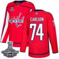 Wholesale Cheap Adidas Capitals #74 John Carlson Red Home Authentic Stanley Cup Final Champions Stitched NHL Jersey