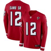 Wholesale Cheap Nike Falcons #12 Mohamed Sanu Sr Red Team Color Men's Stitched NFL Limited Therma Long Sleeve Jersey