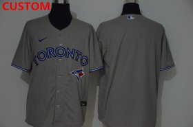 Cheap Men\'s Toronto Blue Jays Custom Gray Stitched MLB Cool Base Nike Jersey