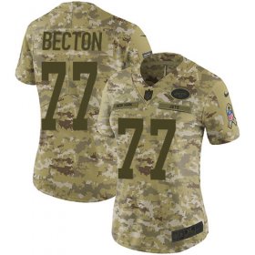 Wholesale Cheap Nike Jets #77 Mekhi Becton Camo Women\'s Stitched NFL Limited 2018 Salute To Service Jersey