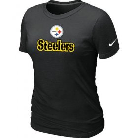 Wholesale Cheap Women\'s Nike Pittsburgh Steelers Authentic Logo T-Shirt Black