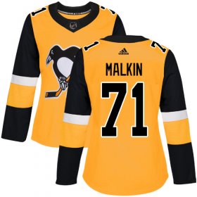 Wholesale Cheap Adidas Penguins #71 Evgeni Malkin Gold Alternate Authentic Women\'s Stitched NHL Jersey