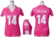 Wholesale Cheap Nike Bengals #14 Andy Dalton Pink Draft Him Name & Number Top Women's Stitched NFL Elite Jersey