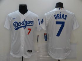 Wholesale Cheap Men\'s Los Angeles Dodgers #7 Julio Urias White Stitched MLB Flex Base Jersey
