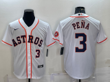 Wholesale Cheap Men's Houston Astros #3 Jeremy Pena Number White With Patch Stitched MLB Cool Base Nike Jersey