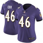 Wholesale Cheap Nike Ravens #46 Morgan Cox Purple Team Color Women's Stitched NFL Vapor Untouchable Limited Jersey