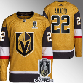 Wholesale Cheap Men\'s Vegas Golden Knights #22 Michael Amadio Gold 2023 Stanley Cup Champions Stitched Jersey