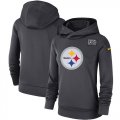Wholesale Cheap NFL Women's Pittsburgh Steelers Nike Anthracite Crucial Catch Performance Pullover Hoodie