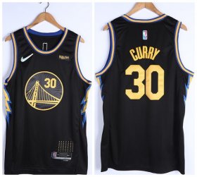 Wholesale Cheap Men\'s Golden State Warriors #30 Stephen Curry 75th Anniversary Black Stitched Basketball Jersey