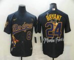 Wholesale Cheap Men's Los Angeles Dodgers Front #8 Back #24 Kobe Bryant Black With KB Patch Cool Base Stitched MLB Fashion Jersey