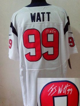 Wholesale Cheap Nike Texans #99 J.J. Watt White Men\'s Stitched NFL Elite Autographed Jersey