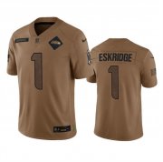 Cheap Men's Seattle Seahawks #1 Dee Eskridge 2023 Brown Salute To Service Limited Football Stitched Jersey