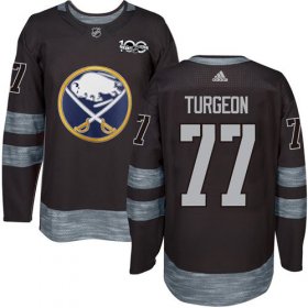 Wholesale Cheap Adidas Sabres #77 Pierre Turgeon Black 1917-2017 100th Anniversary Stitched NHL Jersey