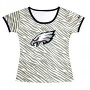 Wholesale Cheap Women's Philadelphia Eagles Sideline Legend Authentic Logo Zebra Stripes T-Shirt