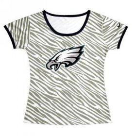 Wholesale Cheap Women\'s Philadelphia Eagles Sideline Legend Authentic Logo Zebra Stripes T-Shirt
