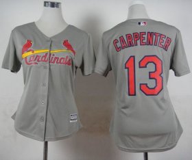 Wholesale Cheap Cardinals #13 Matt Carpenter Grey Road Women\'s Stitched MLB Jersey